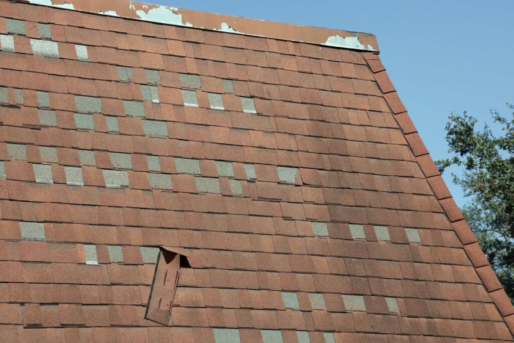 missing shingles orange Multiple Missing Shingles on Mansard