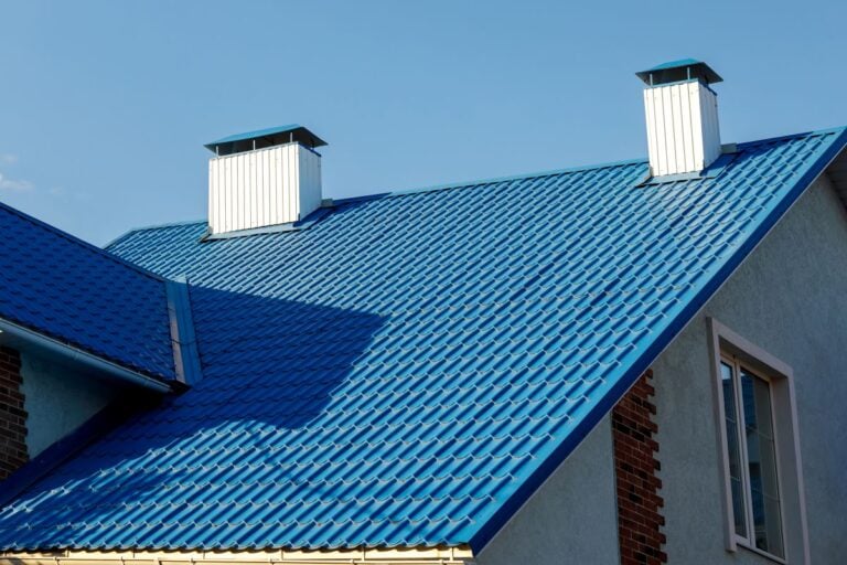 best roof shingles blue metallic tiles big house