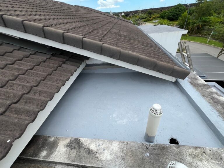 roof flashing brown ceramic tiles big house